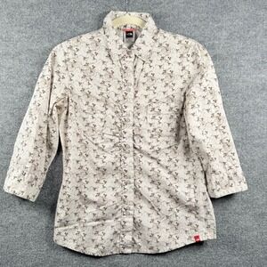 The North Face Small Floral Vine 3/4 Sleeve Button Up Shirt Gorpcore Earthy Top